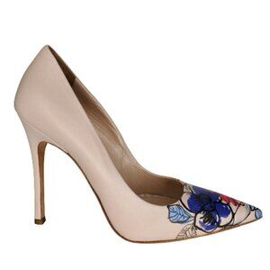Miu Miu Floral Pointed Toe Leather Pumps
